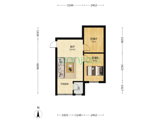 狮峰路商住楼 2室1厅1卫 47平方