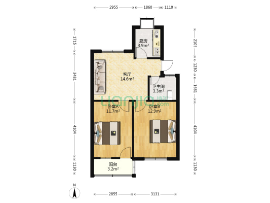 兽药厂家属院 2室1厅1卫 65平方