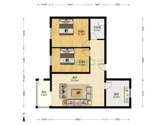 澳林春天六期 2室1厅1卫 96平方