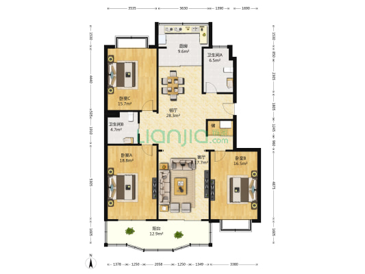 静海新村 3室2厅2卫 146平方