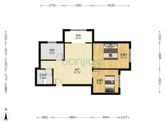 楼栋位置好可以达到全天采光，户型好，视野好-户型图
