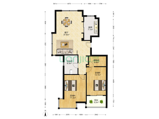 新沙家园 2室1厅1卫 114平方