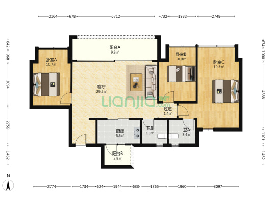 阳光城未来悦一期 3室1厅2卫 112平方