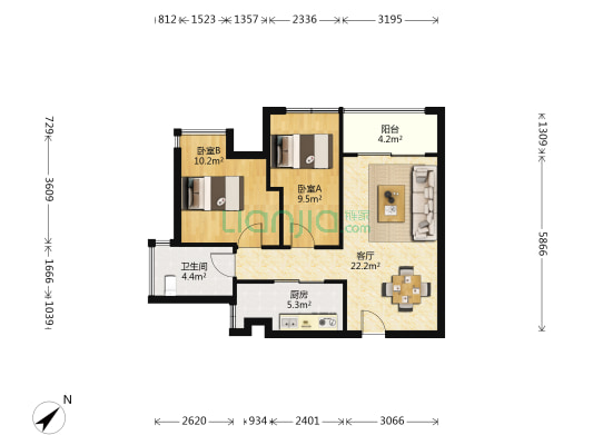光耀城市山谷 2室1厅1卫 67平方