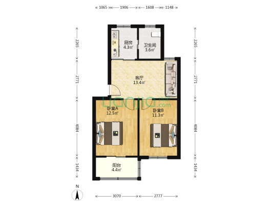 新典新村 2室1厅1卫 61平方