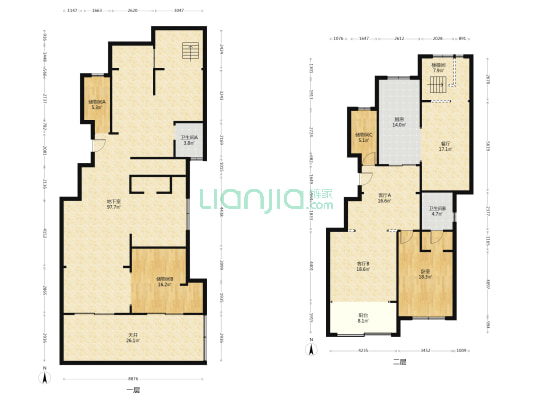 禹洲中央广场B区 1室3厅2卫 295平方
