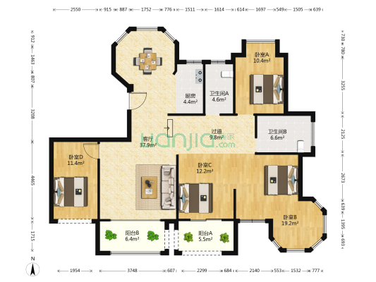 东方润园 4室1厅2卫 143平方