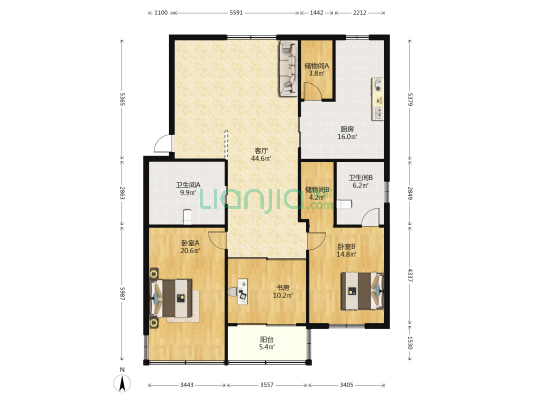 玉山镇嘉鹿花园 3室1厅2卫 159平方