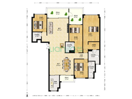 碧桂园晴澜苑 4室2厅4卫 220平方