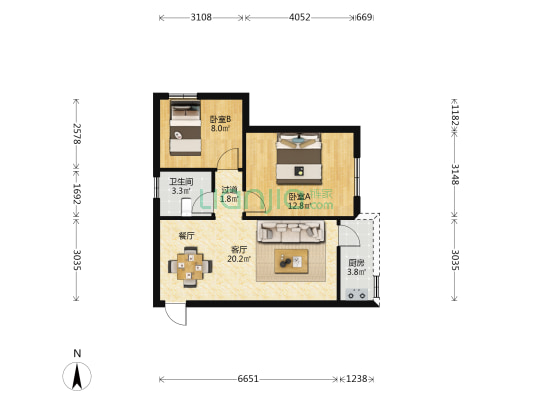 银香新村 2室1厅1卫 59平方