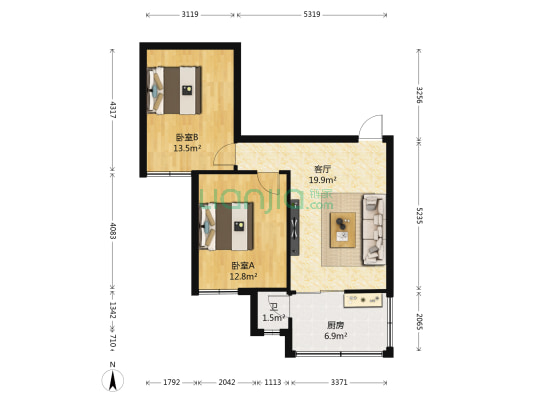 晒田巷30号 2室1厅1卫 63平方