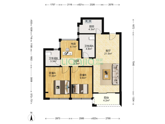 碧桂园天麓府 3室1厅2卫 87平方