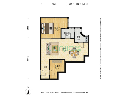 晓怡居 2室1厅1卫 50平方