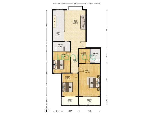 云曲山庄 3室1厅2卫 139平方