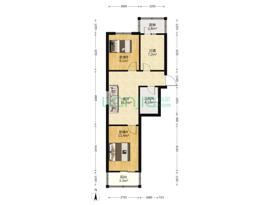 乾泽苑小区一期 2室1厅1卫 66平方