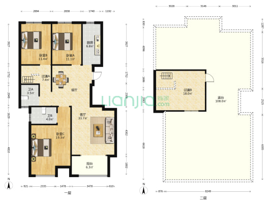 正商环湖溪岸 3室1厅2卫 154平方