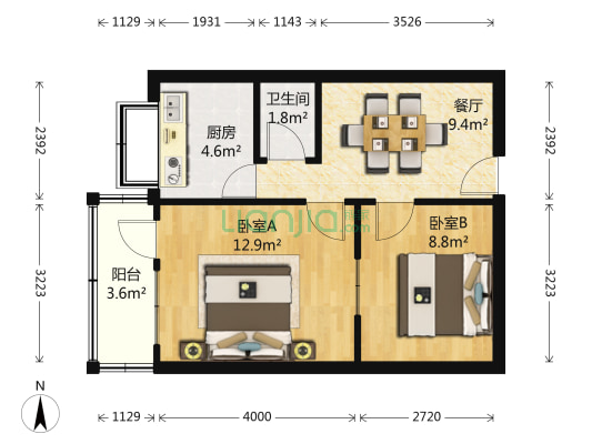 兰州军区房地产管理局家属院 2室1厅1卫 46平方