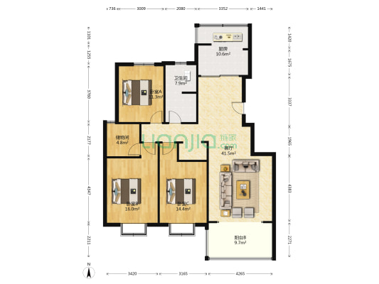 润泽佳苑 3室1厅1卫 138平方