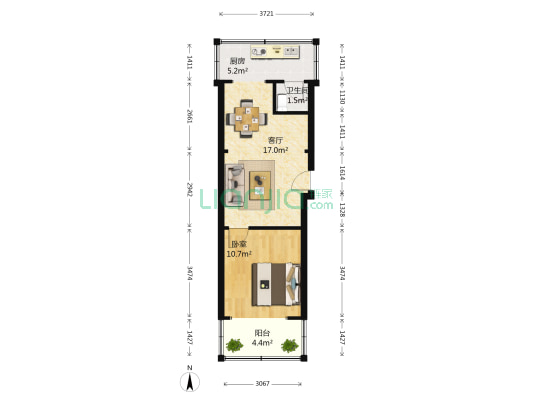 东安北左街21号 1室1厅1卫 45平方