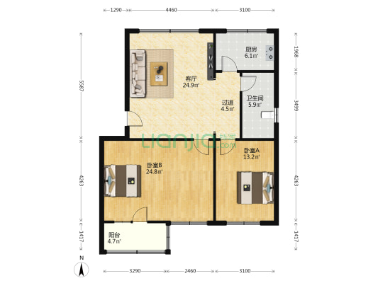 农科所家属院 2室1厅1卫 105平方