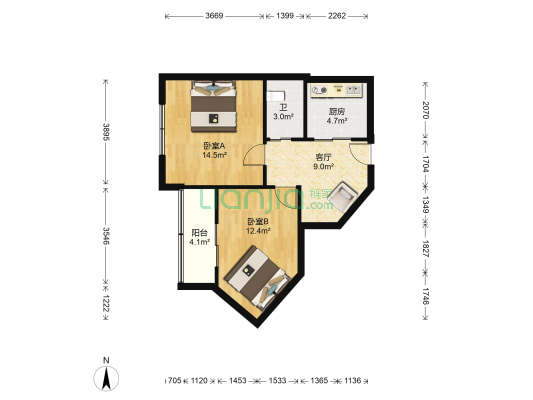 南江东里 2室1厅1卫 59平方