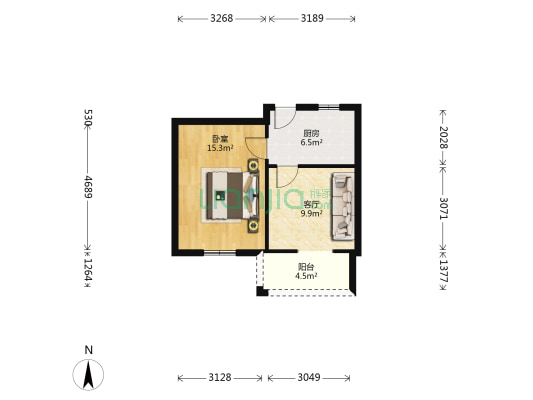 文字603厂生活区 1室1厅0卫 45平方