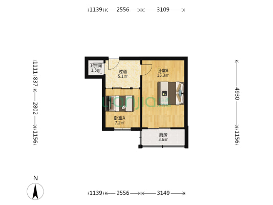自建二宿舍 2室0厅1卫 39平方