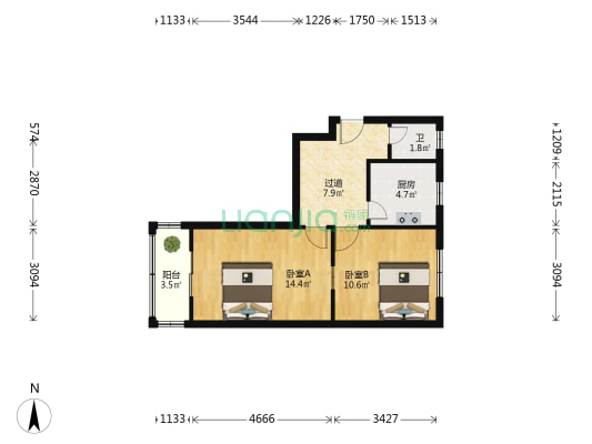 樊沟街铁路家属院 2室0厅1卫 53平方