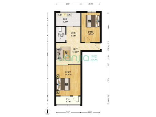 牟系路368号 2室1厅1卫 68平方