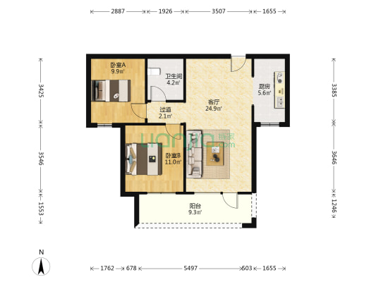 隆和大溪谷五期 3室2厅2卫 120平方