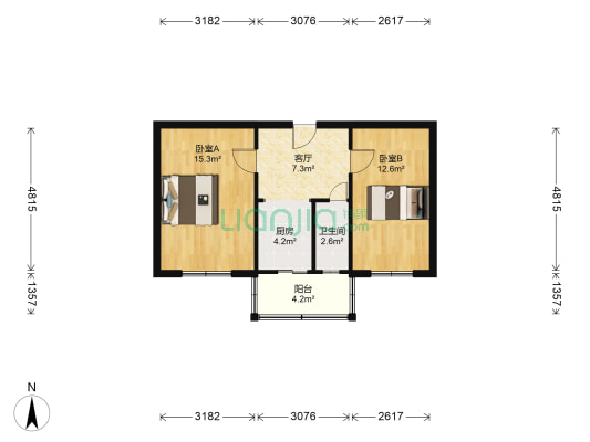 临池里 2室1厅1卫 57平方