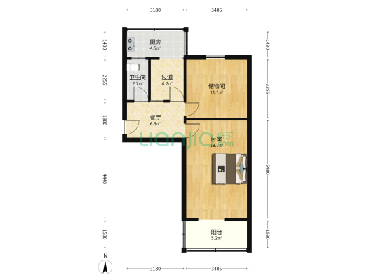 太糖宿舍 1室1厅1卫 55平方