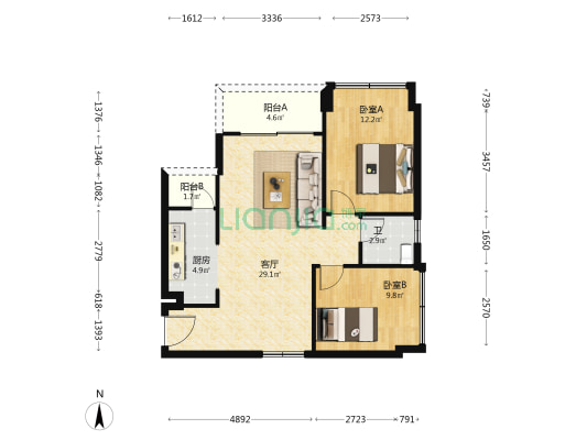 凯悦府 2室1厅1卫 83平方