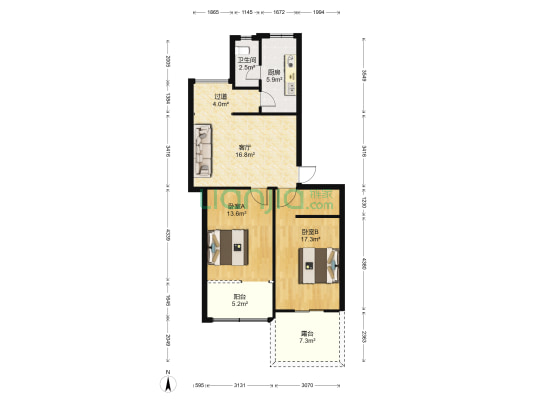 燕兴小区 2室1厅1卫 74平方