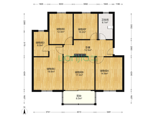 畅苑新村一区东 1室0厅1卫 117平方
