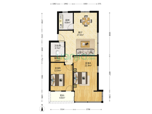 昌西花园 2室1厅1卫 89平方