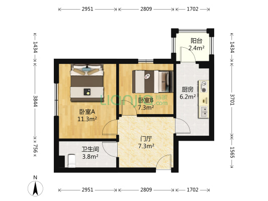 好民居滨港水岸D区 2室0厅1卫 61平方