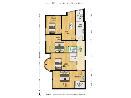 华昌大厦 5室0厅4卫 101平方
