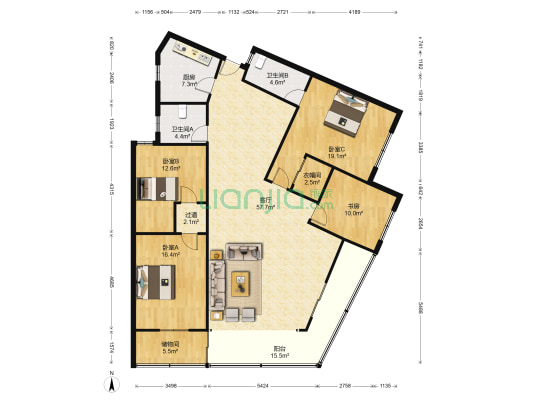紫鑫城 4室1厅2卫 180平方