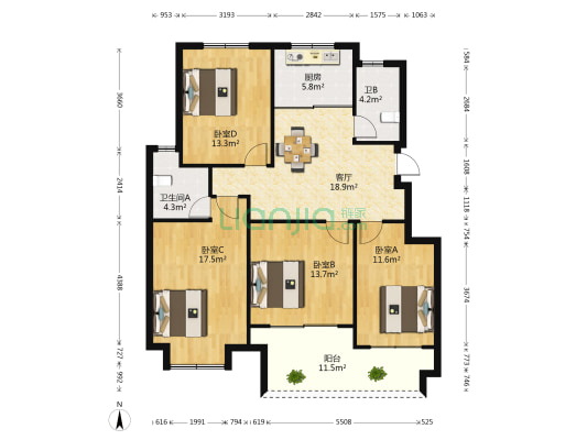 金沙雅苑 4室1厅2卫 101平方