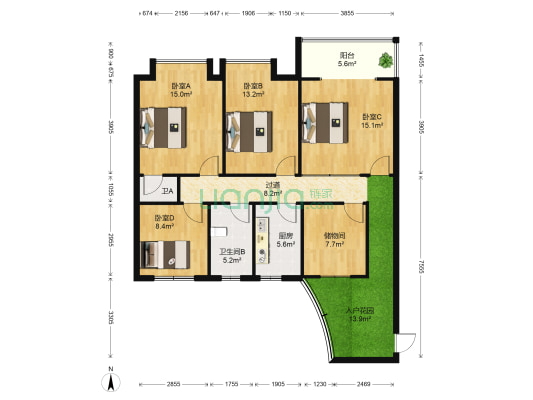 三生观邸 4室0厅2卫 106平方