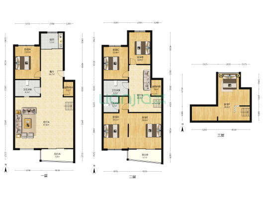 满二，精装50多万，20多平的阁楼也装修了，价格可议-户型图