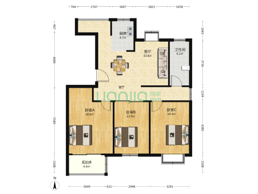 盐渎明城 3室1厅1卫 125平方