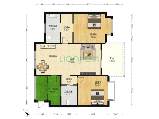 公主郡三期 2室1厅2卫 120平方