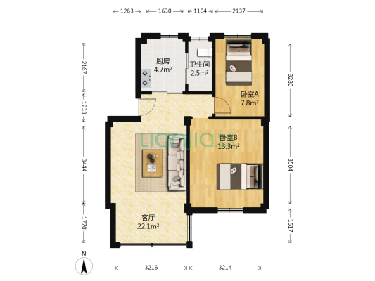 汇源小区(海珠区) 2室1厅1卫 60平方