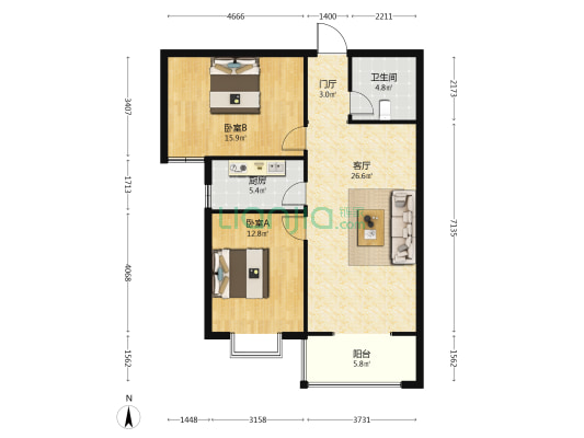 金安公寓 2室1厅1卫 96平方