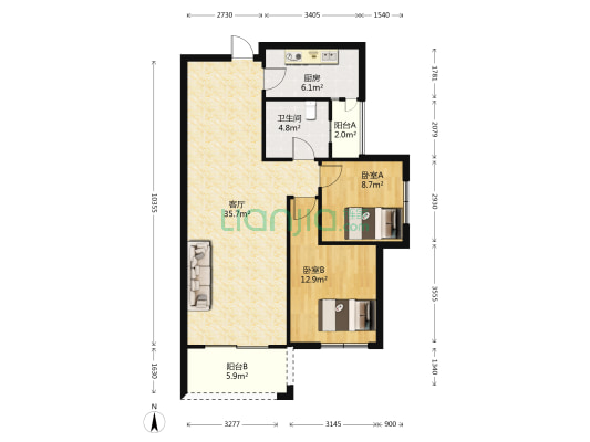 祥和北苑 2室1厅1卫 91平方