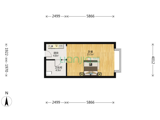 北科大厦 1室0厅1卫 50平方