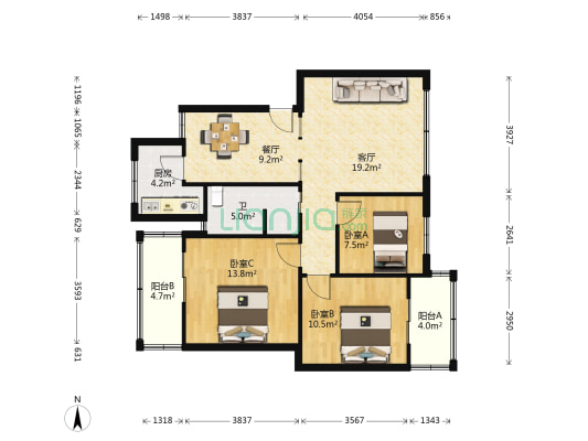 锦湖路2号 3室2厅1卫 98平方