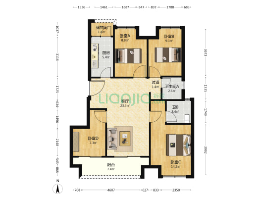 中交西园雅集 4室1厅2卫 99平方